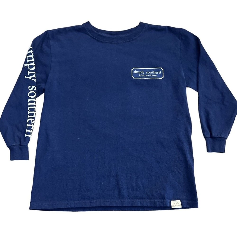 Youth Girls Simply Southern Dog Long Sleeve Blue Shirt Size Youth Small ($20)